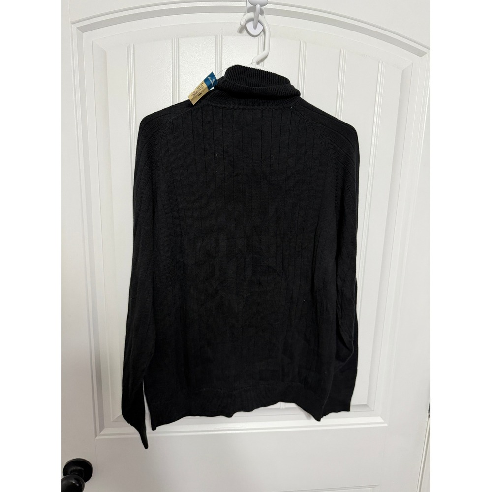 Eddie Bauer Sweater Mens M Turtleneck Ribbed Cotton Black Pullover NEW - Picture 2 of 6